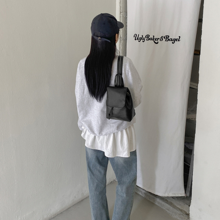 バックバッグ・スクールバッグ ビンテージレザーミニバックパック BLACK