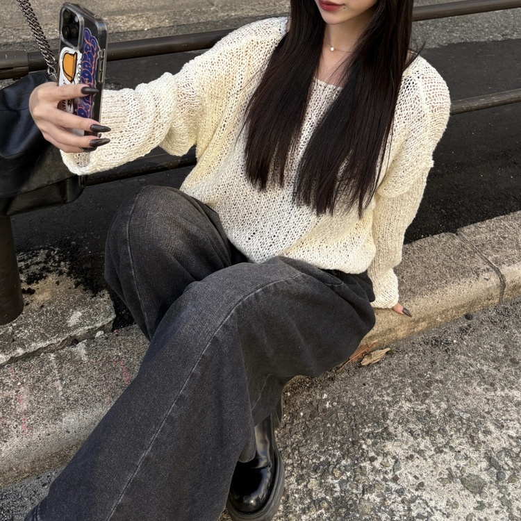 빈티지 워싱 포켓포인트 데님 팬츠 흑청