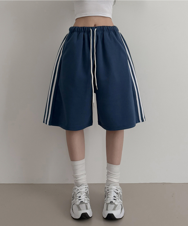 【HUECLOSET】★送料・関税込★ジッパーバミューダパンツ セール】ワイドハーフパンツ / バミューダパンツ（カーゴパンツ