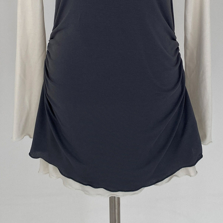 유이 옆셔링 레이어드 홀터 오프숄더 뷔스티에 미니 원피스