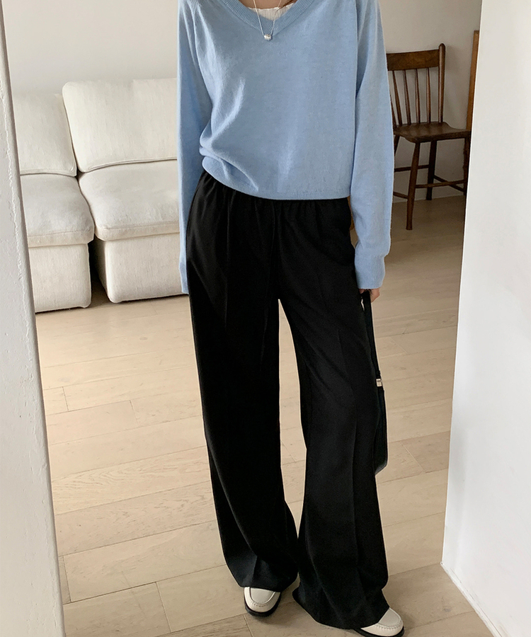 スラックス シルクバンディングワイドスラックス BLACK