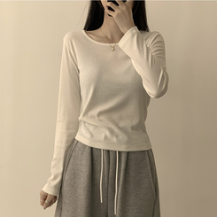 長袖Tシャツ ベーシックラウンド長袖Tシャツ(11color) IVORY