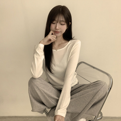 長袖Tシャツ ベーシックラウンド長袖Tシャツ(11color) IVORY