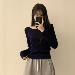 長袖Tシャツ ベーシックラウンド長袖Tシャツ(11color) NAVY