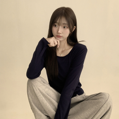 長袖Tシャツ ベーシックラウンド長袖Tシャツ(11color) NAVY