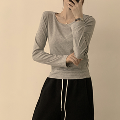 長袖Tシャツ ベーシックラウンド長袖Tシャツ(11color) GREY