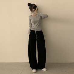 長袖Tシャツ ベーシックラウンド長袖Tシャツ(11color) GREY