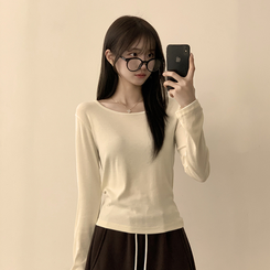 長袖Tシャツ ベーシックラウンド長袖Tシャツ(11color) CREAM