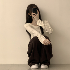 長袖Tシャツ ベーシックラウンド長袖Tシャツ(11color) CREAM