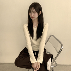 長袖Tシャツ ベーシックラウンド長袖Tシャツ(11color) CREAM