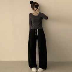 長袖Tシャツ ベーシックラウンド長袖Tシャツ(11color) CHARCOAL