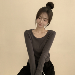 長袖Tシャツ ベーシックラウンド長袖Tシャツ(11color) CHARCOAL