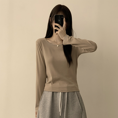 長袖Tシャツ ベーシックラウンド長袖Tシャツ(11color) BEIGE