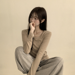 長袖Tシャツ ベーシックラウンド長袖Tシャツ(11color) BEIGE