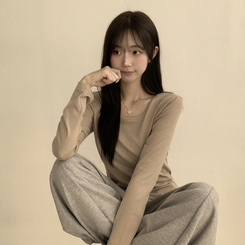 長袖Tシャツ ベーシックラウンド長袖Tシャツ(11color) BEIGE