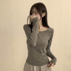 長袖Tシャツ ベーシックラウンド長袖Tシャツ(11color) KHAKI