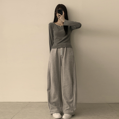 長袖Tシャツ ベーシックラウンド長袖Tシャツ(11color) KHAKI