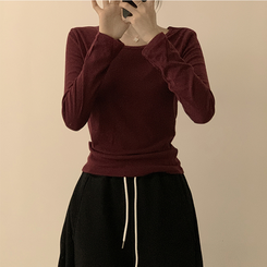 長袖Tシャツ ベーシックラウンド長袖Tシャツ(11color) BURGUNDY