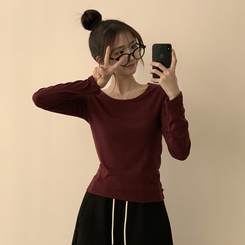 長袖Tシャツ ベーシックラウンド長袖Tシャツ(11color) BURGUNDY