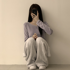 長袖Tシャツ ベーシックラウンド長袖Tシャツ(11color) LAVENDER