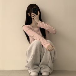 長袖Tシャツ ベーシックラウンド長袖Tシャツ(11color) PINK