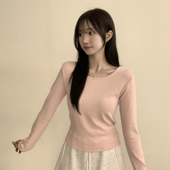 長袖Tシャツ ベーシックラウンド長袖Tシャツ(11color) PINK