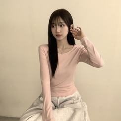 長袖Tシャツ ベーシックラウンド長袖Tシャツ(11color) PINK