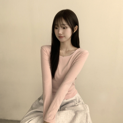 長袖Tシャツ ベーシックラウンド長袖Tシャツ(11color) PINK