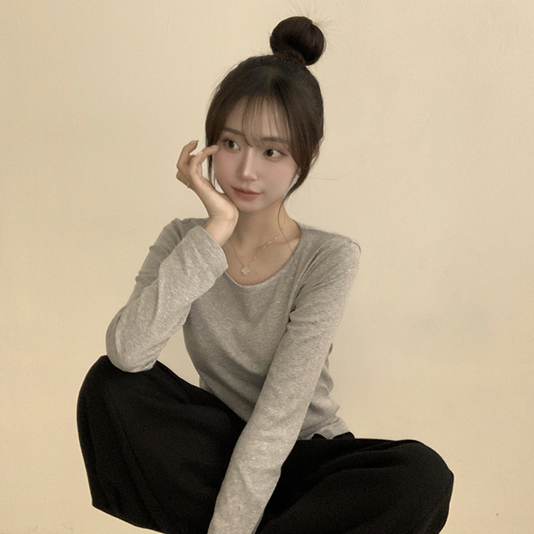 ベーシックラウンド長袖Tシャツ(11color) GREY