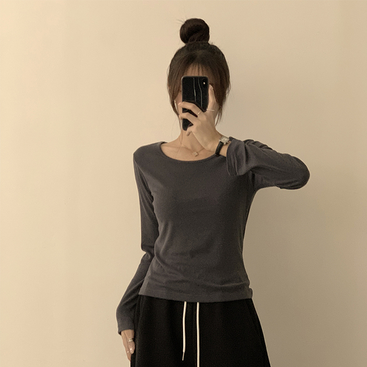 長袖Tシャツ ベーシックラウンド長袖Tシャツ(11color) CHARCOAL