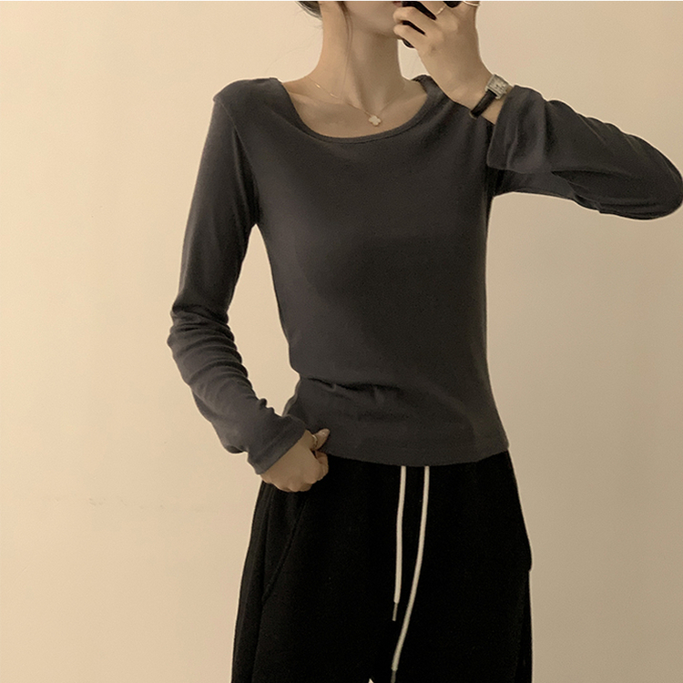 ベーシックラウンド長袖Tシャツ(11color) CHARCOAL