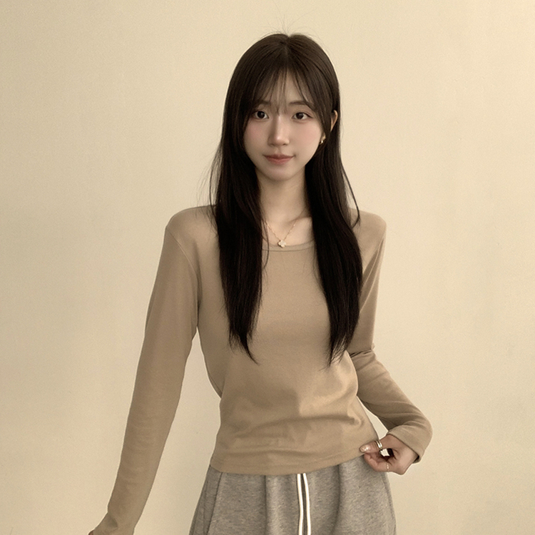 ベーシックラウンド長袖Tシャツ(11color) BEIGE