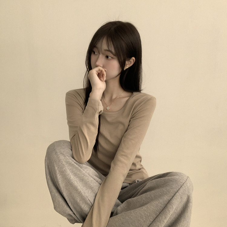 ベーシックラウンド長袖Tシャツ(11color) BEIGE