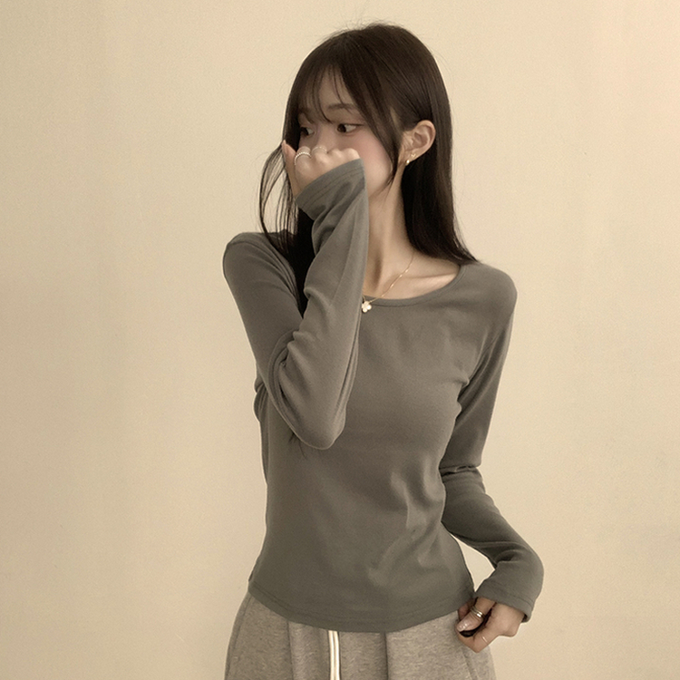 ベーシックラウンド長袖Tシャツ(11color) KHAKI