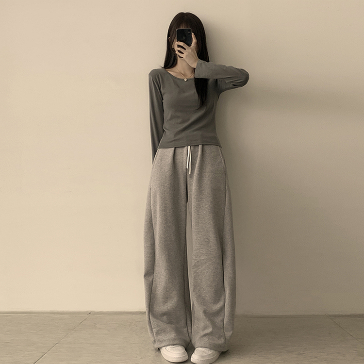 ベーシックラウンド長袖Tシャツ(11color) KHAKI