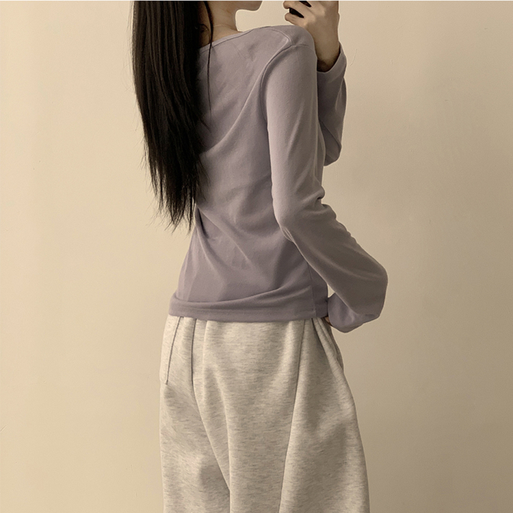 ベーシックラウンド長袖Tシャツ(11color) LAVENDER