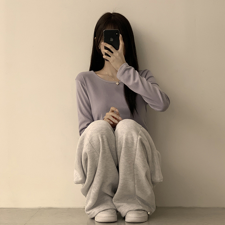 ベーシックラウンド長袖Tシャツ(11color) LAVENDER