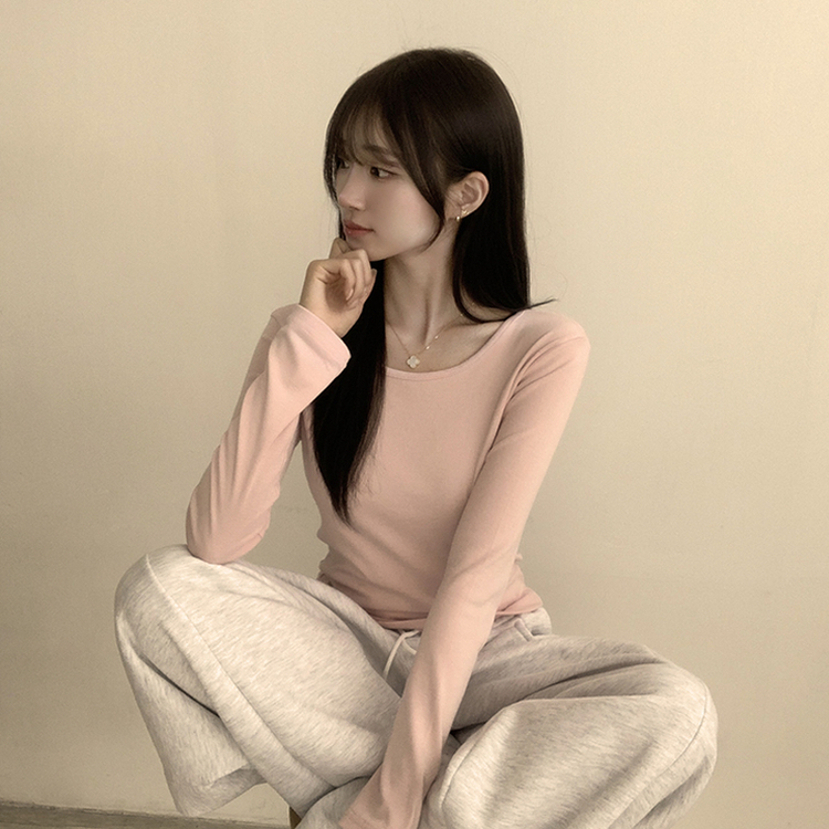 ベーシックラウンド長袖Tシャツ(11color) PINK