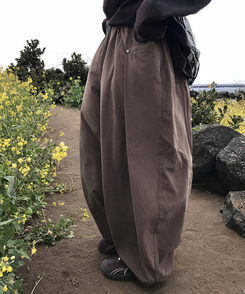 コットンパンツ カーピンタックバンディングパンツ LIGHT BROWN