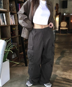 コットンパンツ カーゴバンディングパンツ CHARCOAL KHAKI