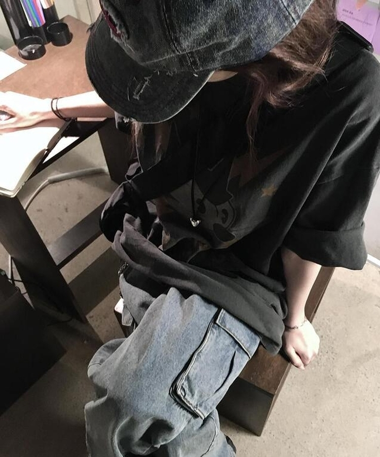 プリンティング半袖Tシャツ CHARCOAL