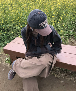 長袖Tシャツ ピグメントストライプTシャツ BURGUNDY