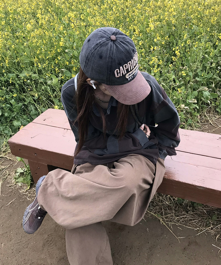 ピグメントストライプTシャツ BURGUNDY