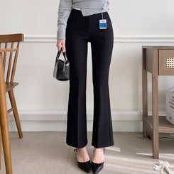 【丈別】ノーカットブーツカットスラックスパンツ BLACK