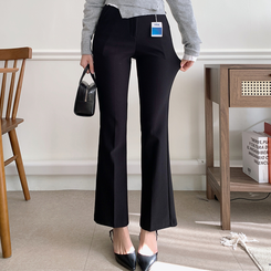 【丈別】ノーカットブーツカットスラックスパンツ BLACK