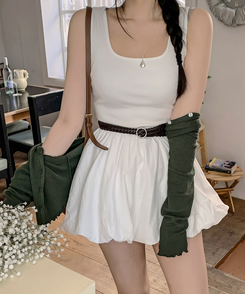 ツーピース 【SET着用可能】フレアミニワンピース フリルカーディガン WHITE ONEPIECE