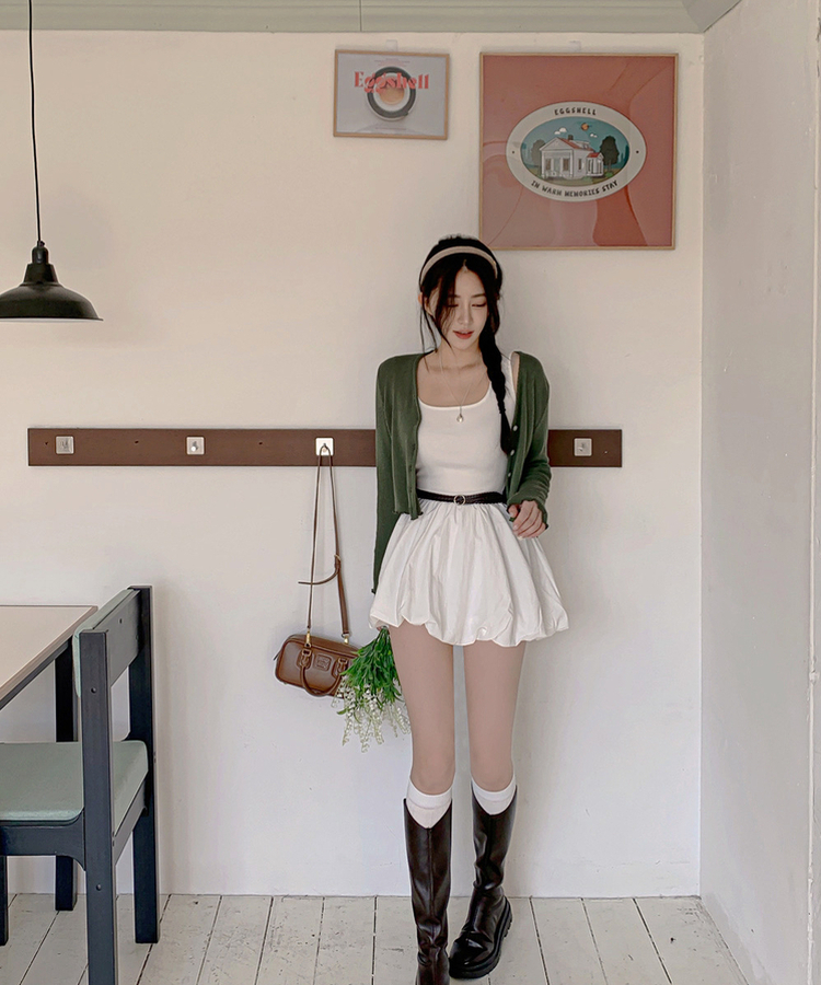 【SET着用可能】フレアミニワンピース フリルカーディガン WHITE ONEPIECE