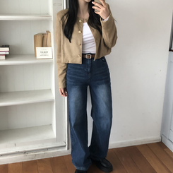 スエードノーカラークロップジャケット BEIGE