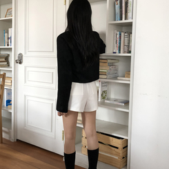 スエードノーカラークロップジャケット BLACK