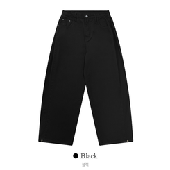 틴즈 사이드 핀턱 밑단 스냅버튼 조거 와이드 팬츠